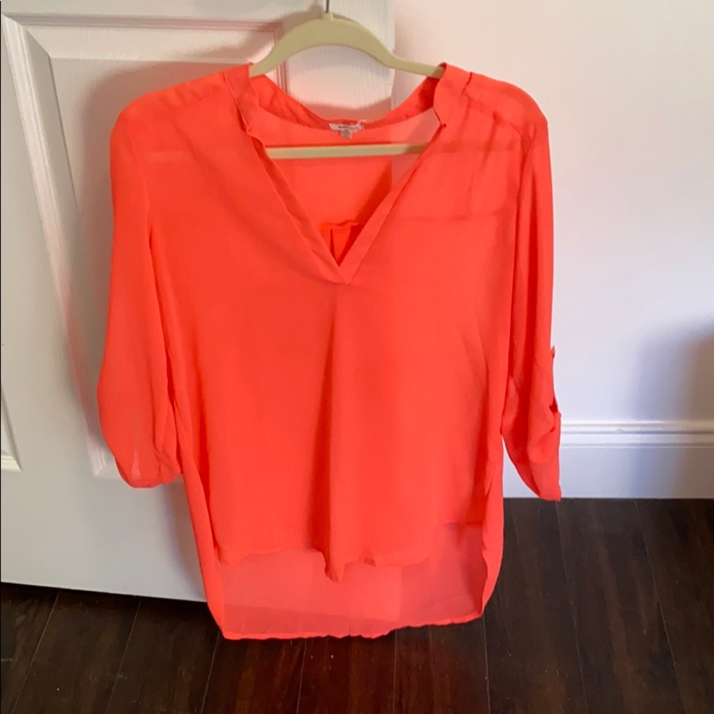 Highlighter orange blouse